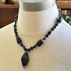 Art Deco Black Glass Necklace